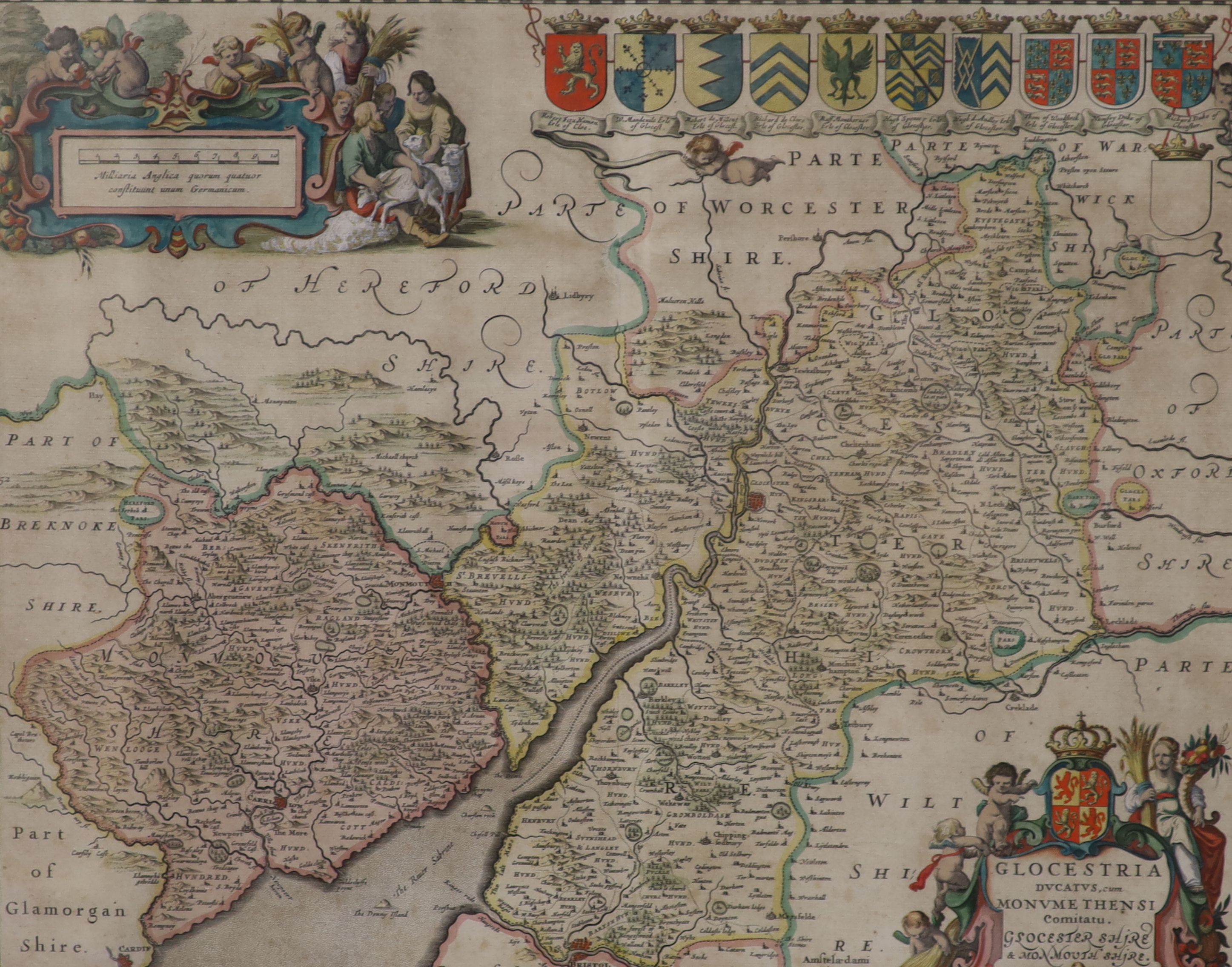 Valk and Shenk, coloured engraving, Map of Glocestria, 42 x 52cm